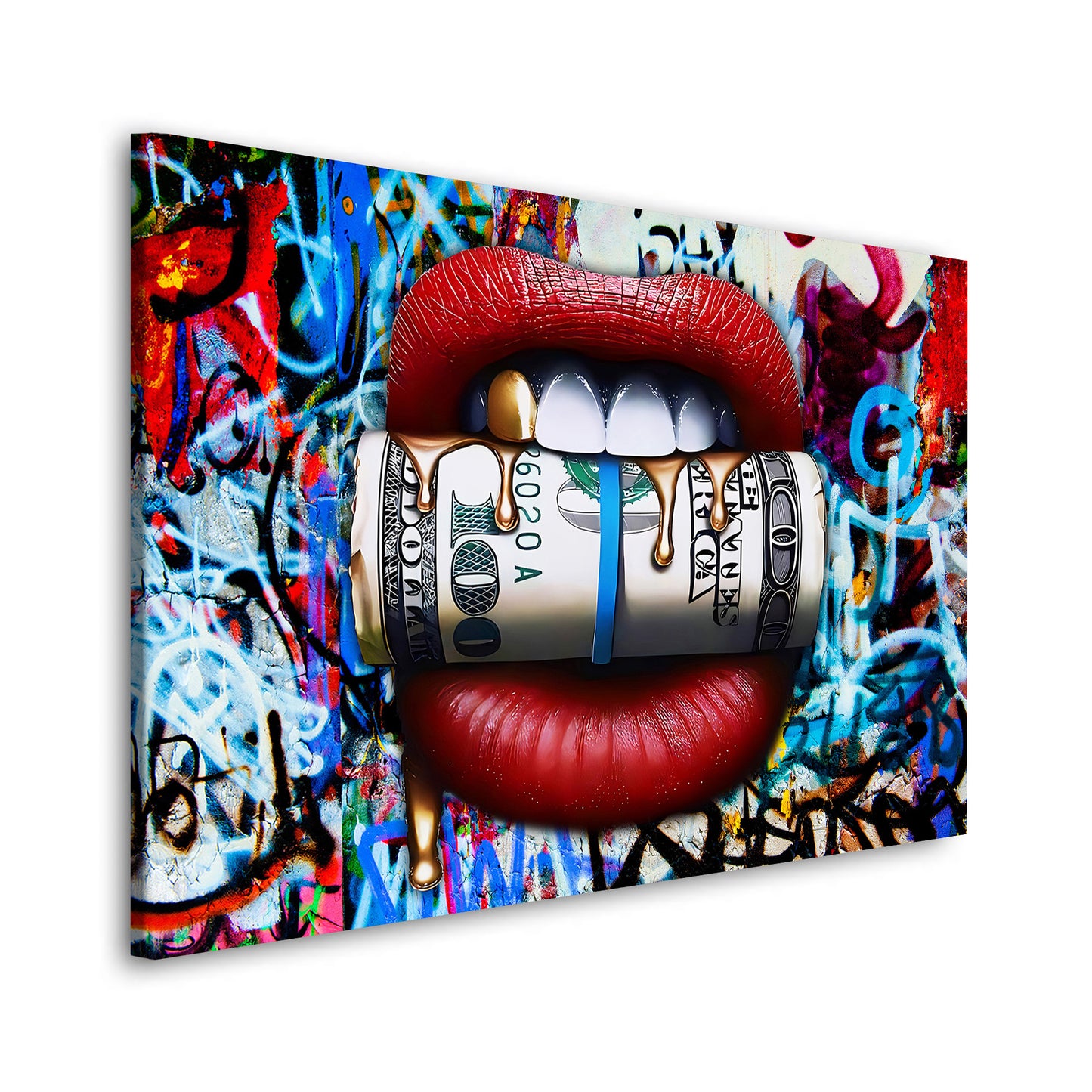 Wandbild Money Lips Graffiti Pop Art Style