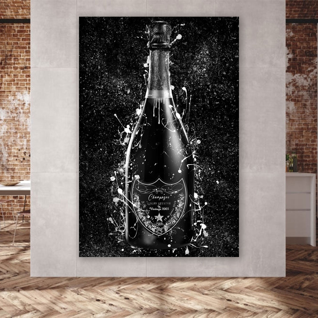 Wandbild Luxury Lifestyle Pop Art Flasche, schwarz & weiß