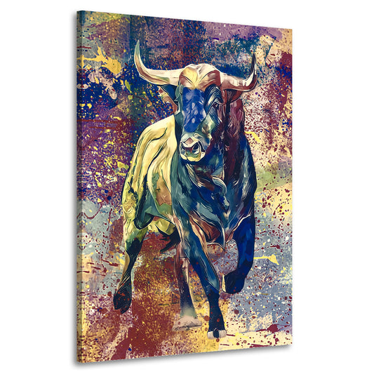 Wandbild Stier Colour Pop Art