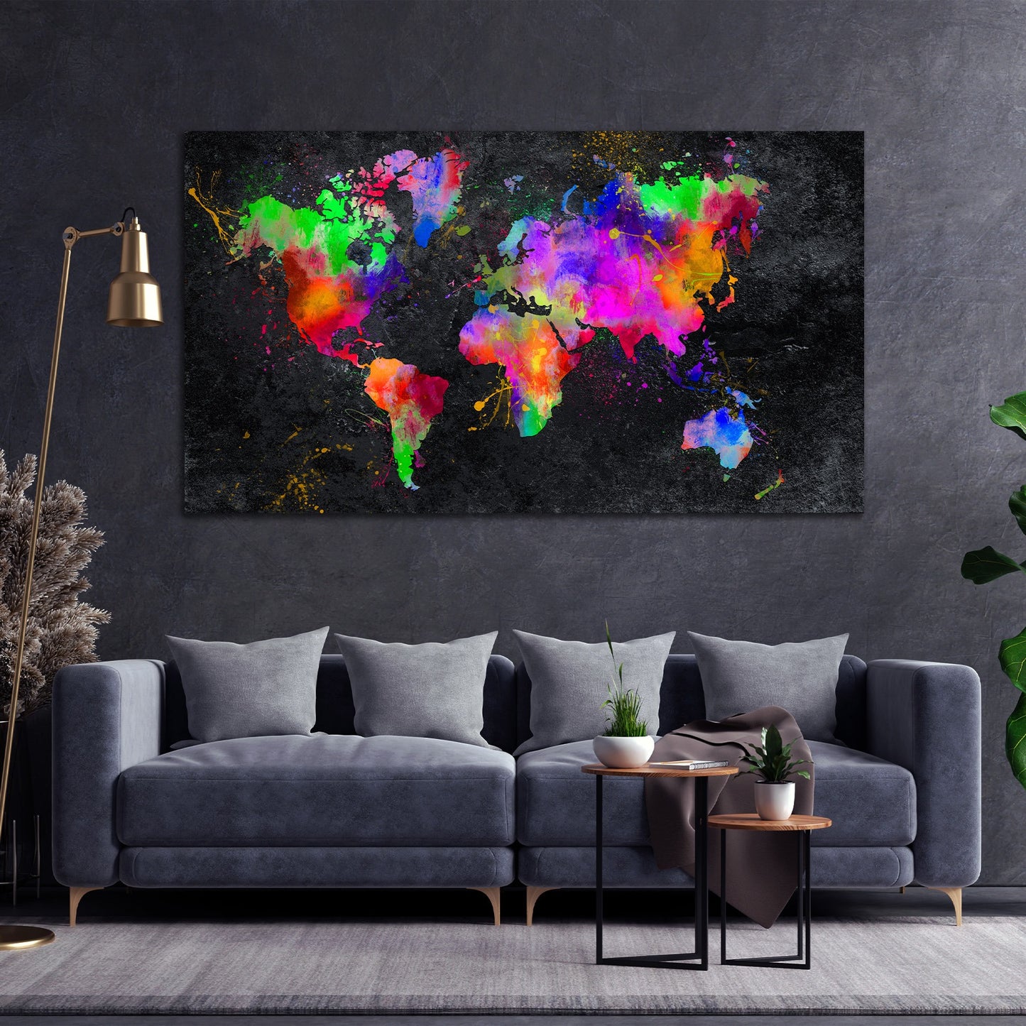 Wandbild Weltkarte Pop Art Abstract Black