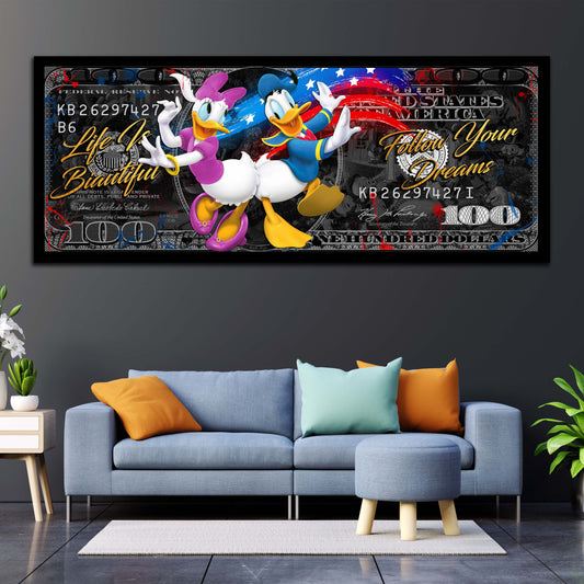 Wandbild Beautiful Duck Love Dollar