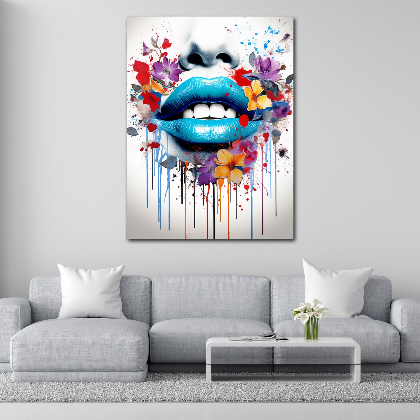 Wandbild Lippen Abstract Flower Pop Art Style