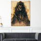 Wandbild Löwe mit Kapuze mystisch modern