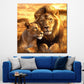 Wandbild Löwenpaar Afrika Sonnenuntergang Wildnis Liebe