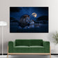 Wandbild Löwenpaar romantisch Nacht Savanne Vollmond