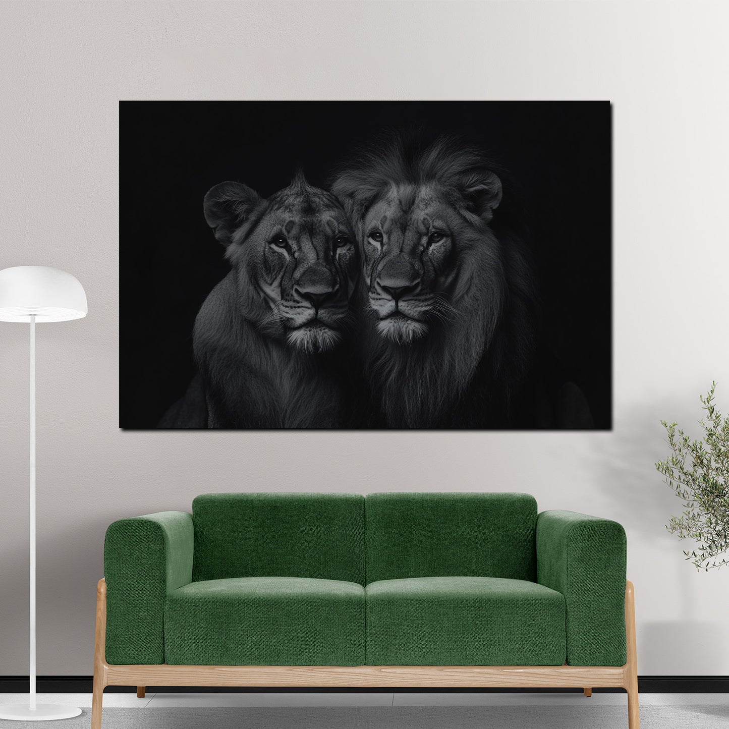 Wandbild Löwenpaar schwarz weiß Eleganz Stärke Tierportrait
