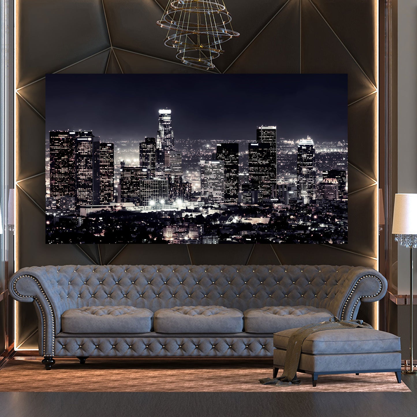 Wandbild Los Angeles Skyline, USA, schwarz weiß