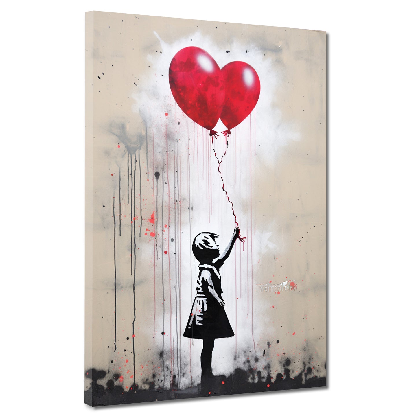 Wandbild Mädchen mit rotem Ballon, Street Art Banksy Art