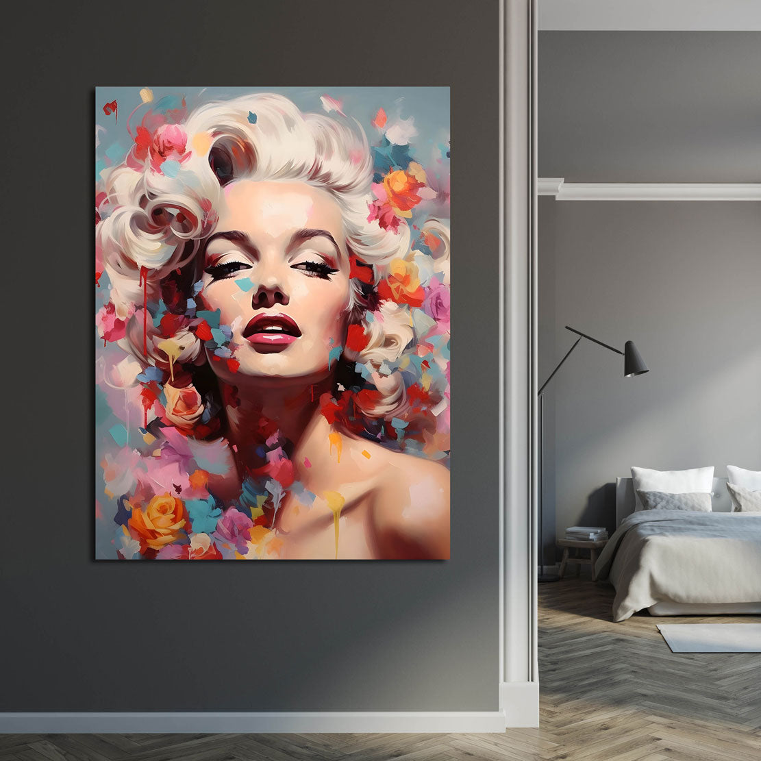 Wandbild Marilyn abstrakt mit Rosen