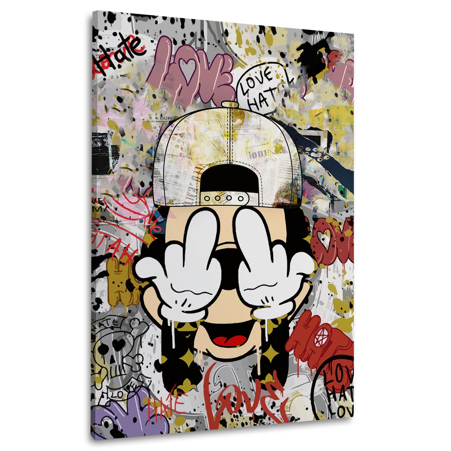 Wandbild Maus Pop Art Street Art Graffiti Love und Hate