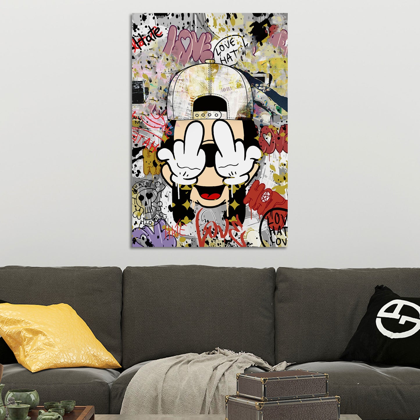 Wandbild Maus Pop Art Street Art Graffiti Love und Hate