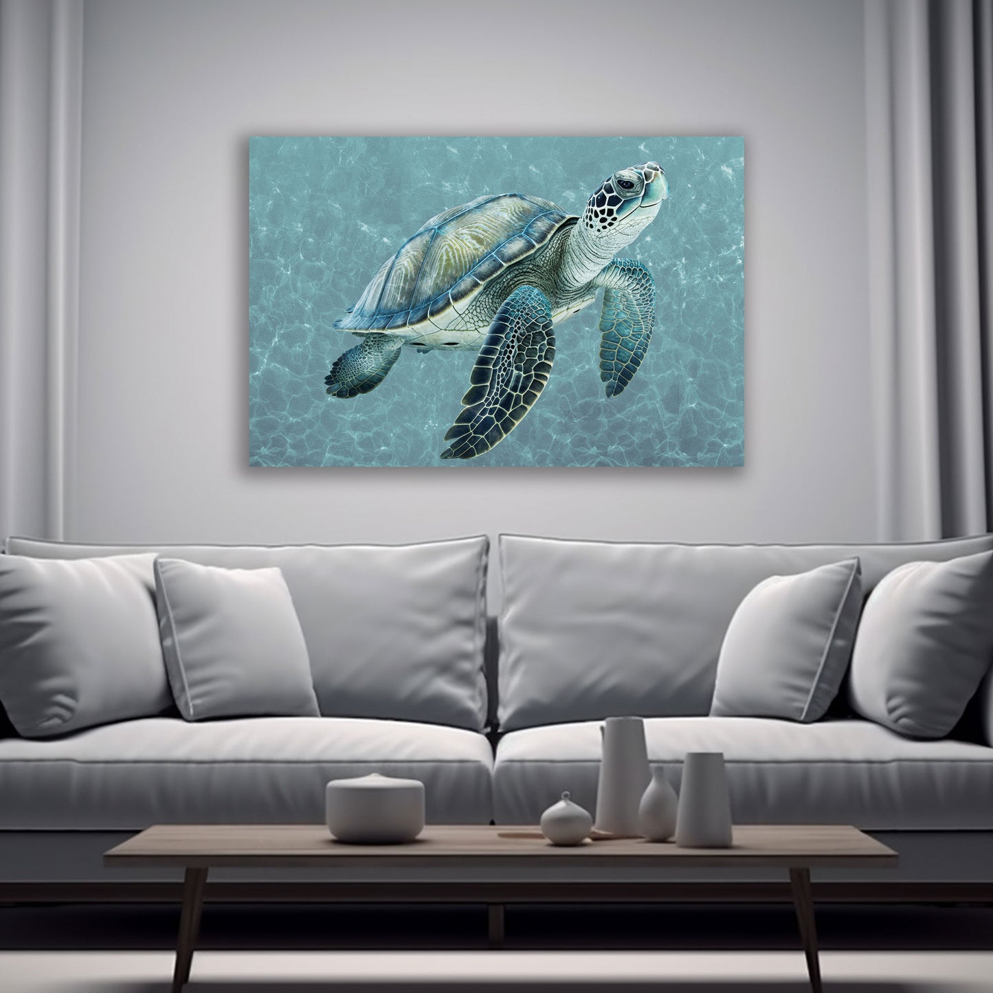 Schildkröte Wandbild Meeresschildkröte Blue Style XL Kunstwerk