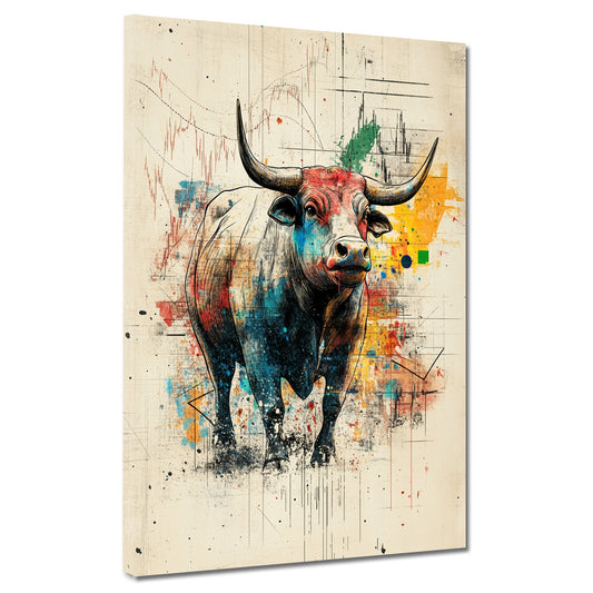 Wandbild Motivation Börse Bulle Geld und Erfolg abstrakt
