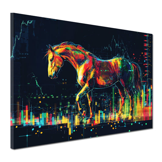 Wandbild Motivation Pferd Finanzen Boerse im Pop Art Stil