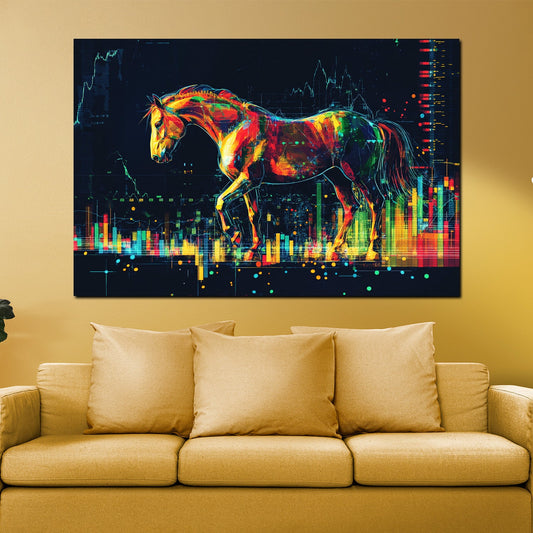Motiv Pferd und Boerse als Acrylglasbild