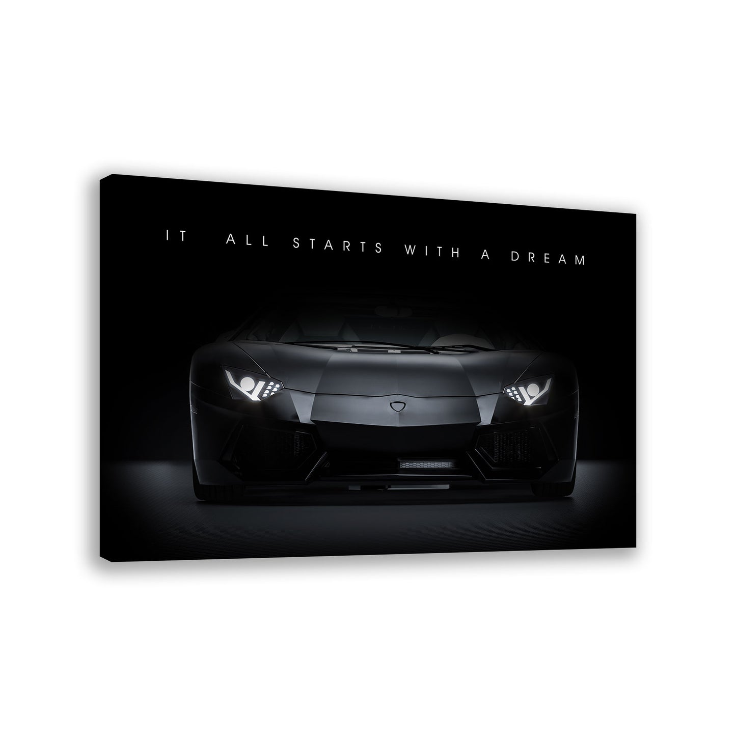 Wandbild Motivation Auto Sportwagen Black Style, Zitat