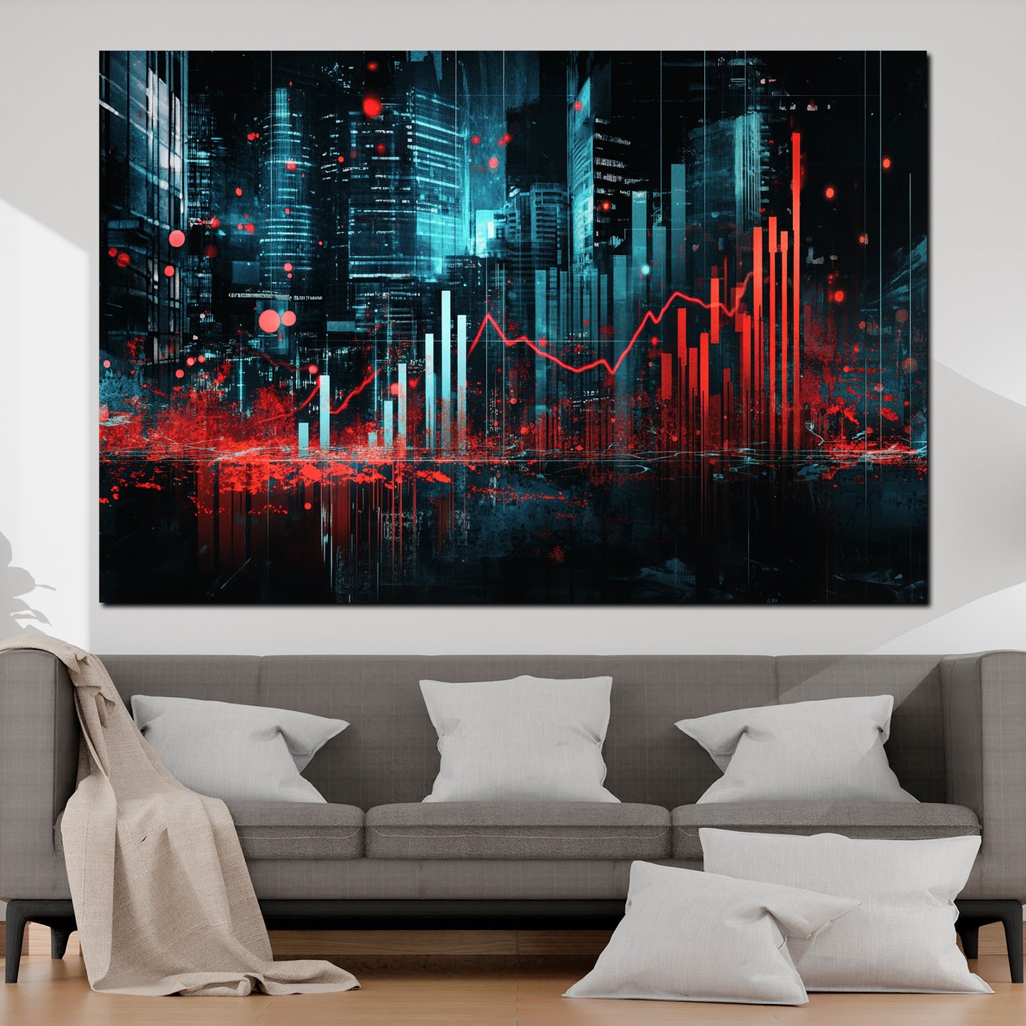 Wandbild Motivation digitale Börse modernes Finanzdesign City
