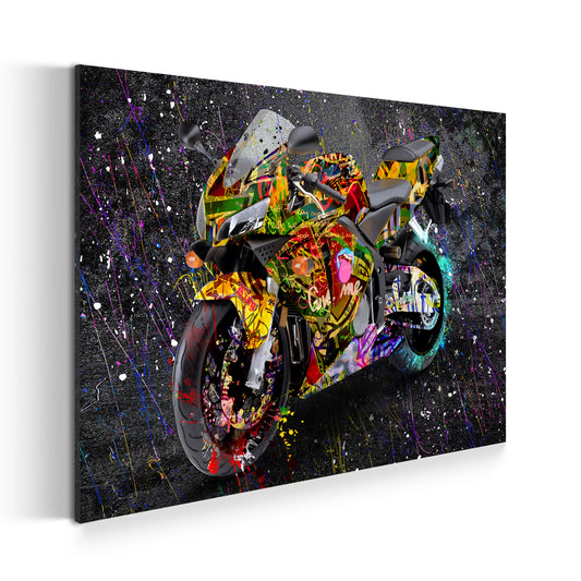 Honda Motorrad Graffiti Street Art Black Edition Wandbild