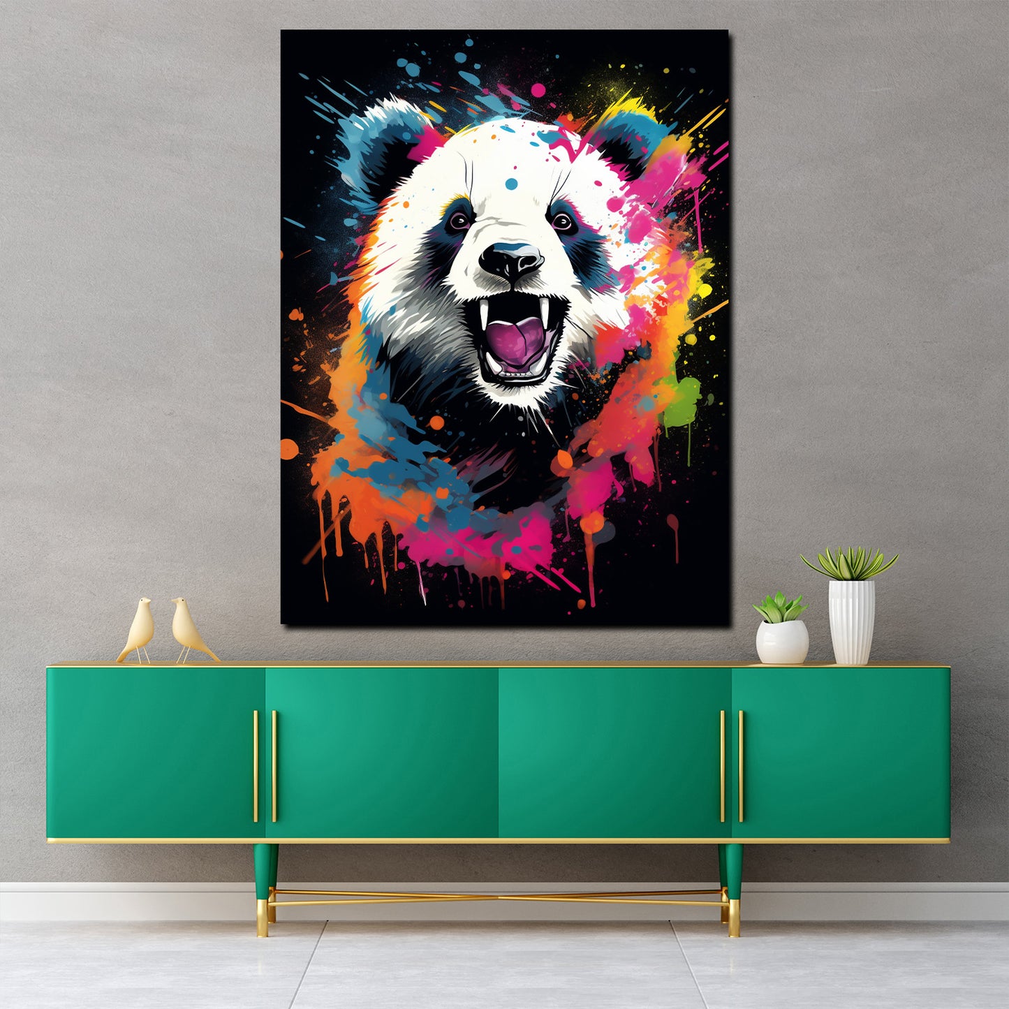 Wandbild Panda Pop Art abstrakt splatter