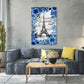 Wandbild Paris im blauen Blumenrahmen