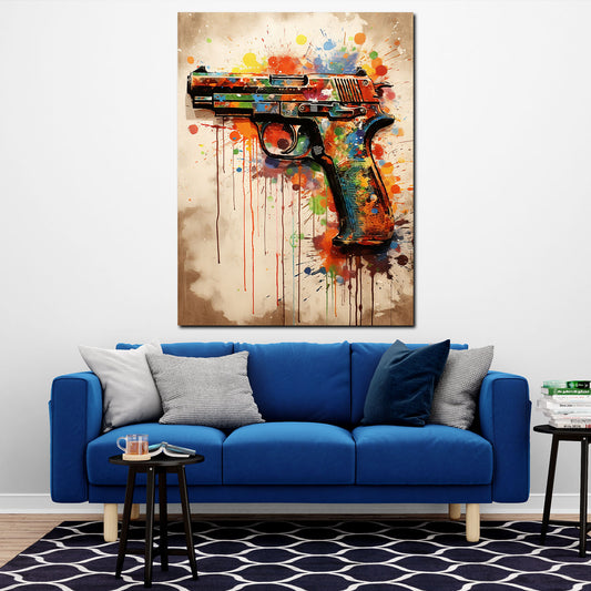 Wandbild Pistol Art Pop Art abstrakt