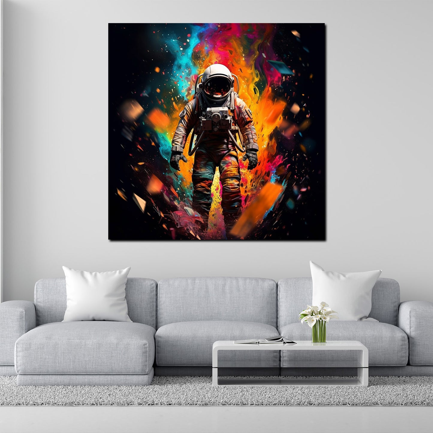 Wandbild Pop Art Astronaut Colour Splash Dark