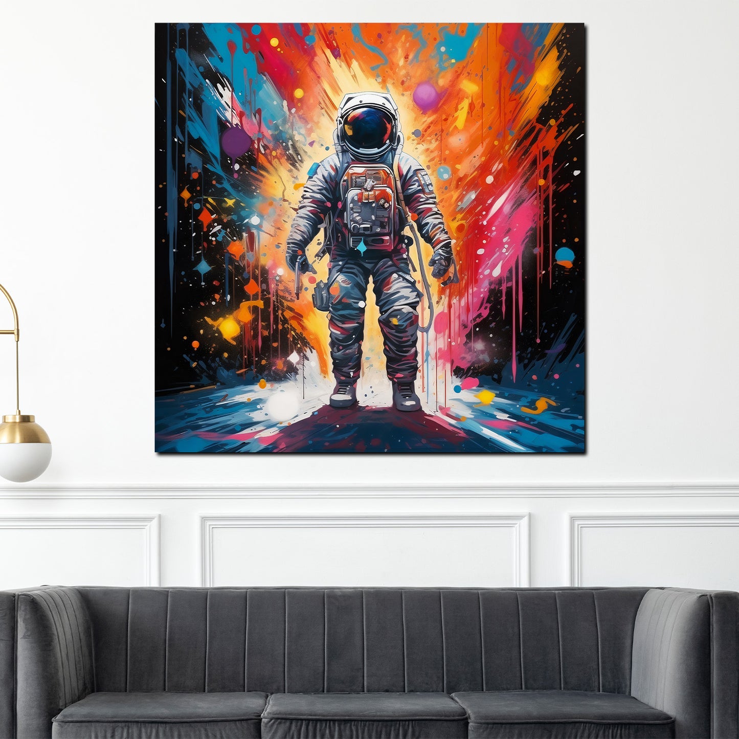 Wandbild Pop Art Astronaut Shining Colour Splash