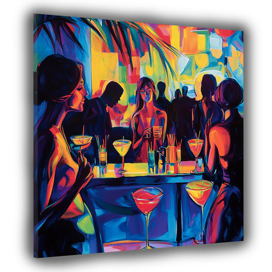 Wandbild Pop Art Bar Frauen Cocktails bunt