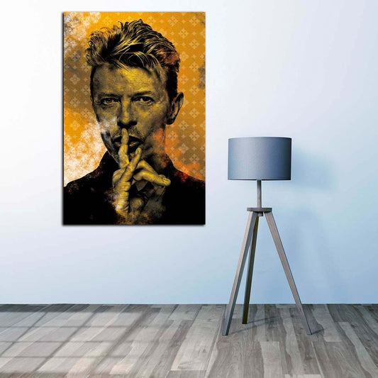 Wandbild Pop Art Bowie Porträt Musiklegende modern orange