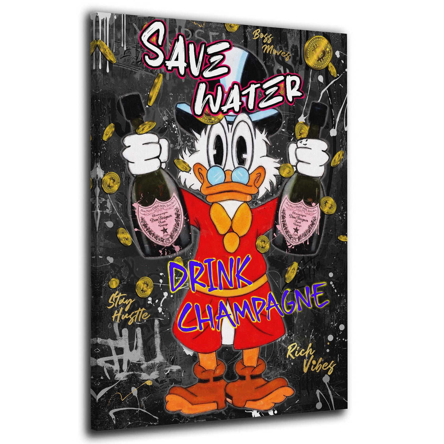 Pop Art Duck Save Water Champagner Luxus Erfolg Wandbild
