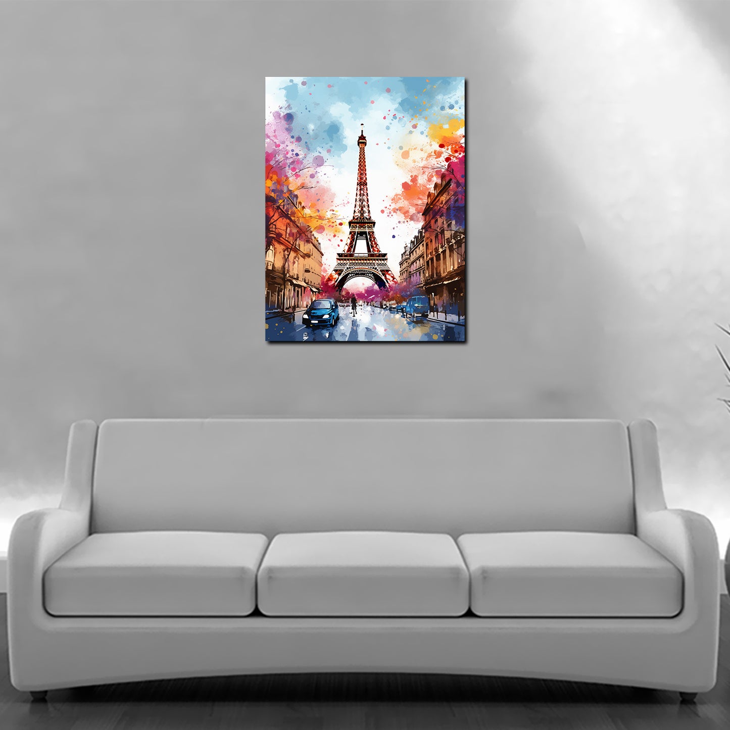 Wandbild Pop Art Eiffelturm Paris Abstract Blue Sky