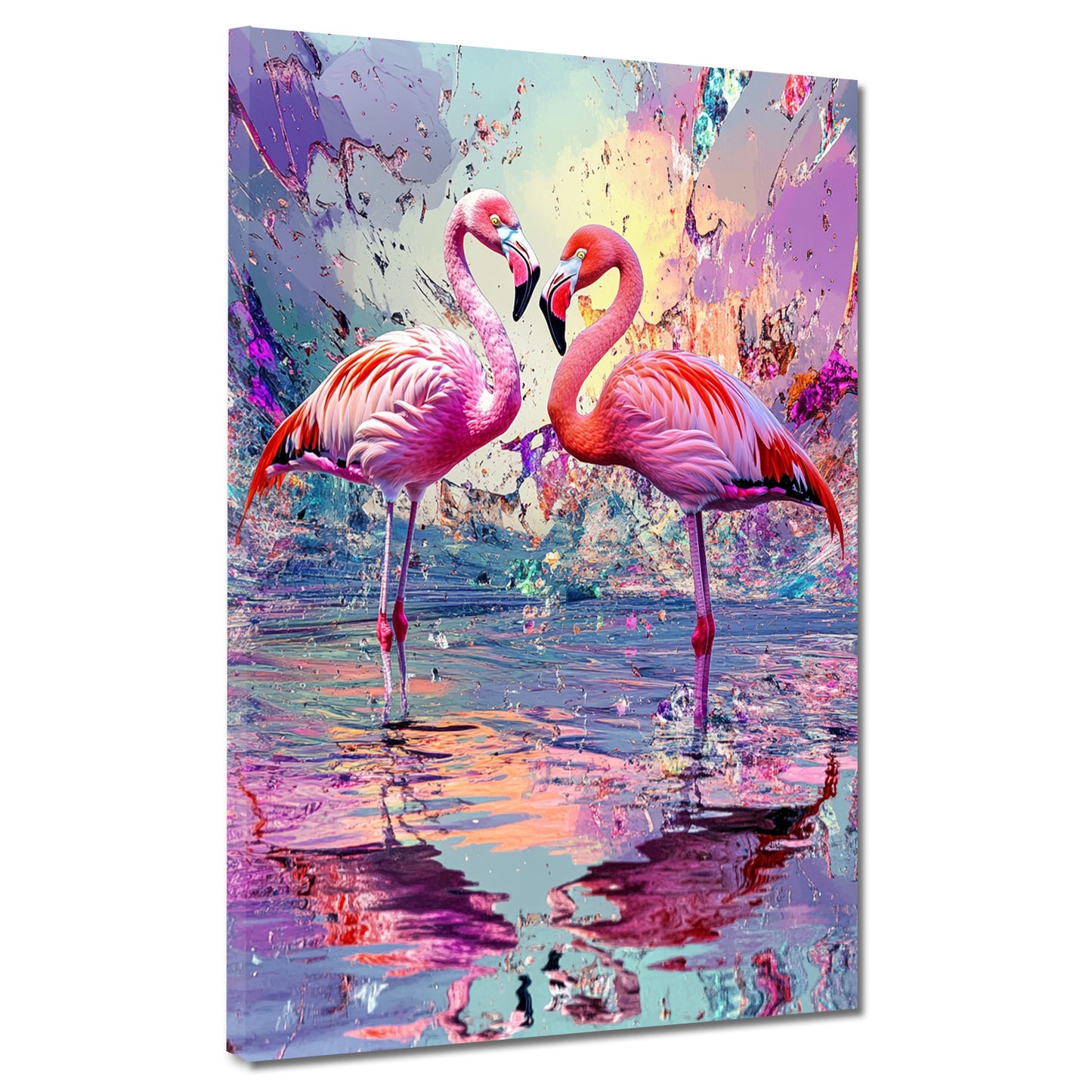 Wandbild Pop Art Flamingos Liebe Farben Wasser modern