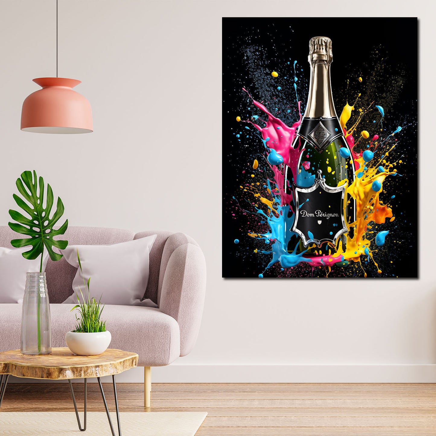 Wandbild Pop Art Flasche Champagner