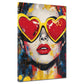 Wandbild Pop Art Frau mit Herzbrille bunt modern