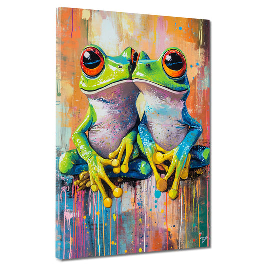 Wandbild Pop Art Frösche Liebe Spaß Tropenstil