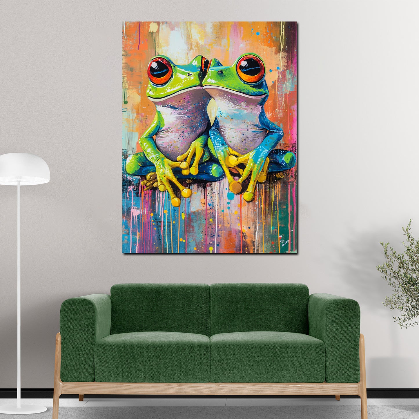 Wandbild Pop Art Frösche Liebe Spaß Tropenstil