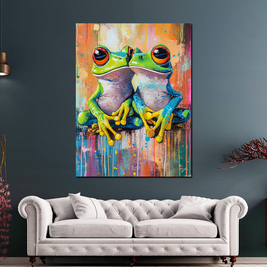 Wandbild Pop Art Frösche Liebe Spaß Tropenstil
