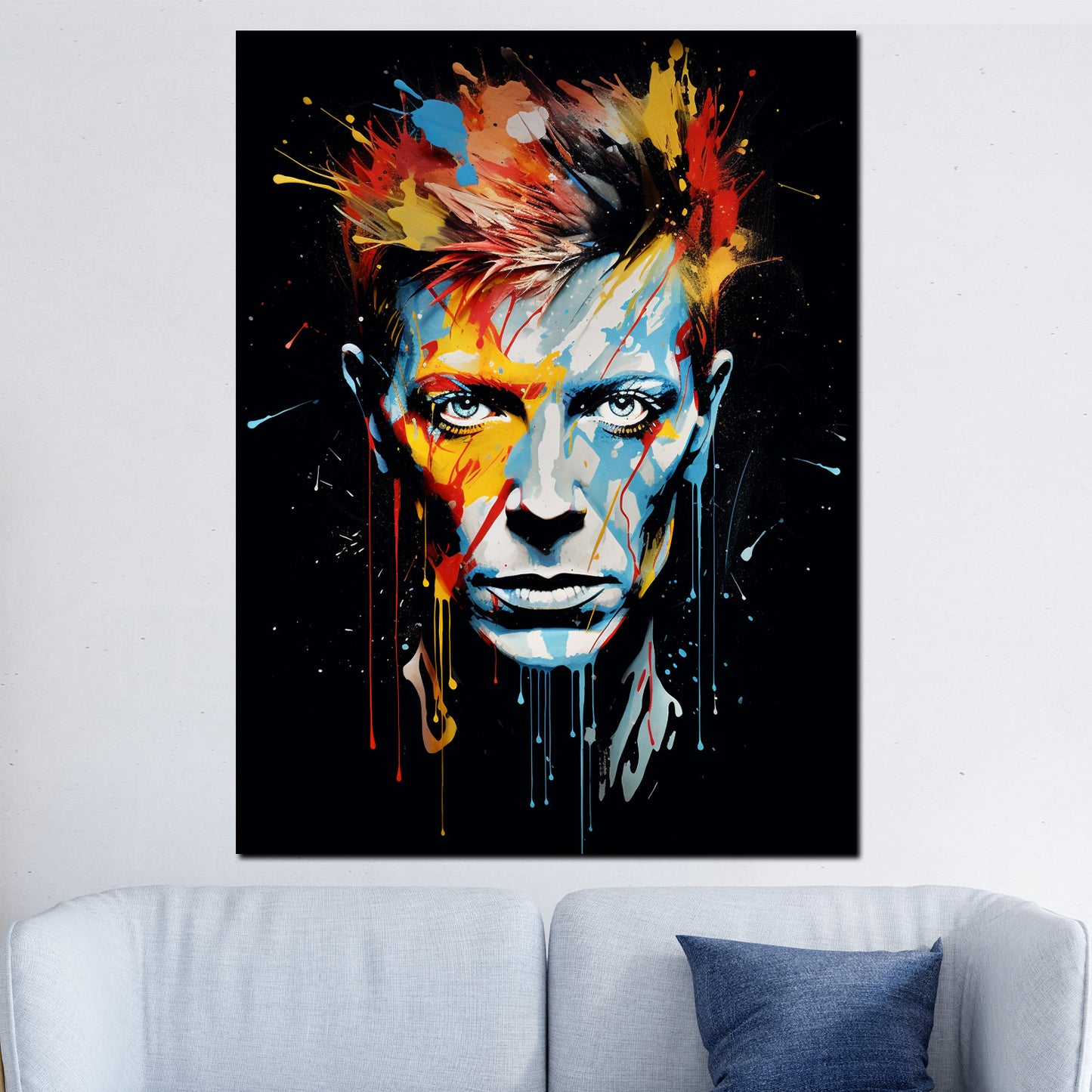 Wandbild Pop Art Gesicht Bowie Dark Style