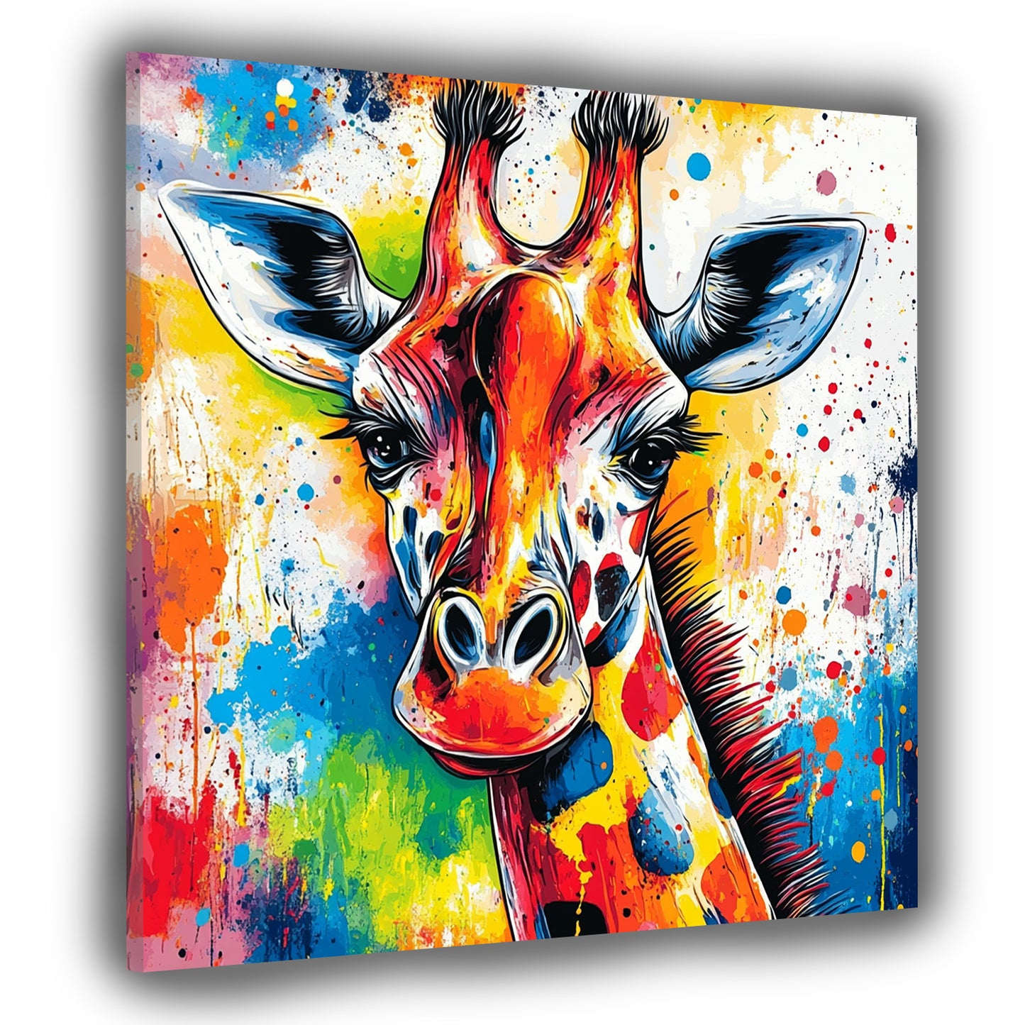 Wandbild Pop Art Giraffe kunterbunt modern