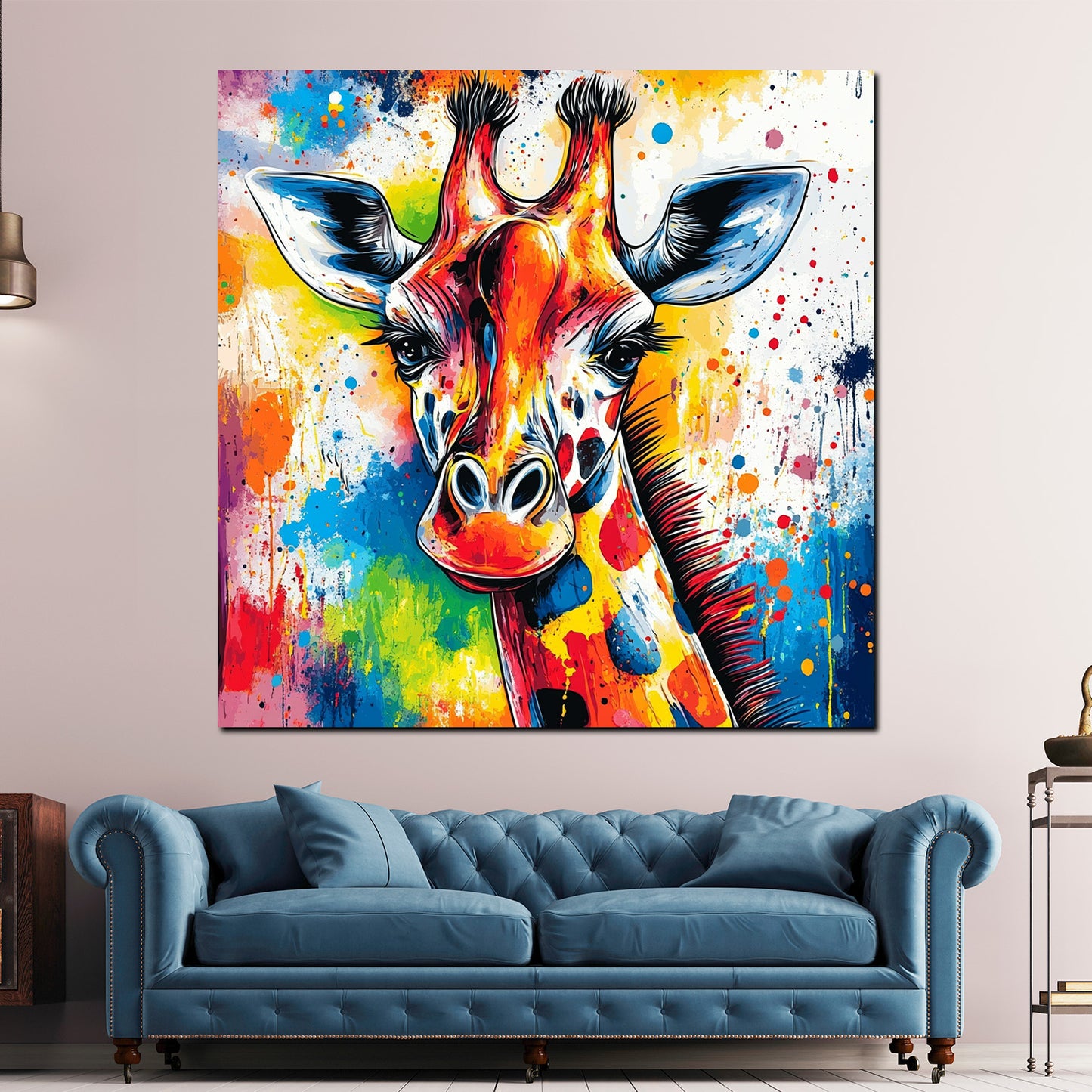 Wandbild Pop Art Giraffe kunterbunt modern