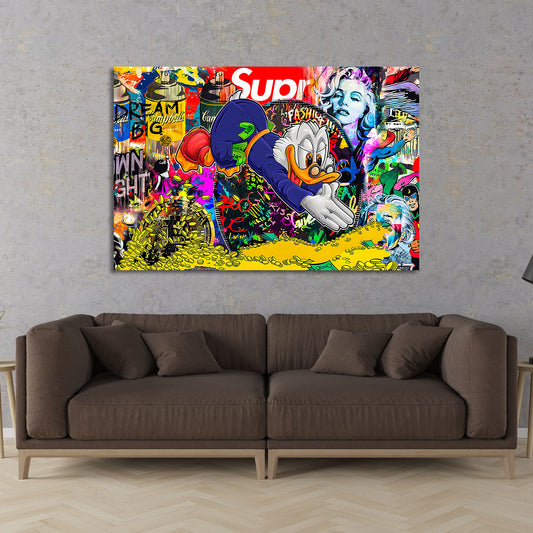 Duck Pop Art Graffiti Wandbild Kunstwerk