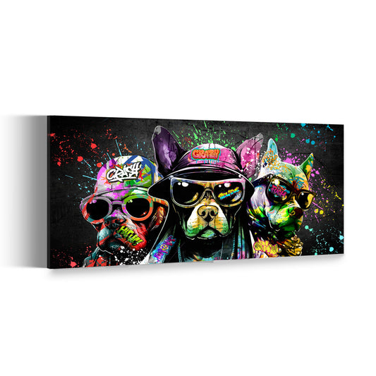 Wandbild Pop Art Hunde mit Sonnenbrillen Graffiti Style