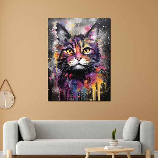 Wandbild Pop Art Katze Splash