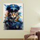 Wandbild Pop Art Katze in Polizeiuniform