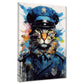 Wandbild Pop Art Katze in Polizeiuniform