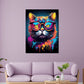 Wandbild Pop Art Katze mit Brille Colour Splash