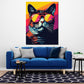 Wandbild Pop Art Katze mit Sonnenbrille