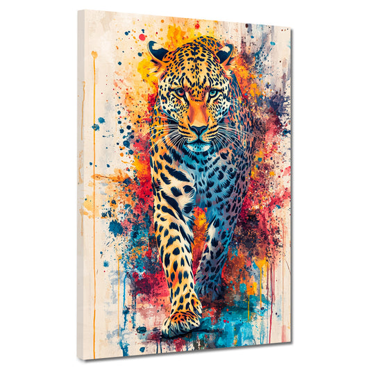 Wandbild Pop Art Leopard kraftvoll bunt modern