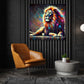 Wandbild Pop Art Löwe liegend mit lebendigen Farben