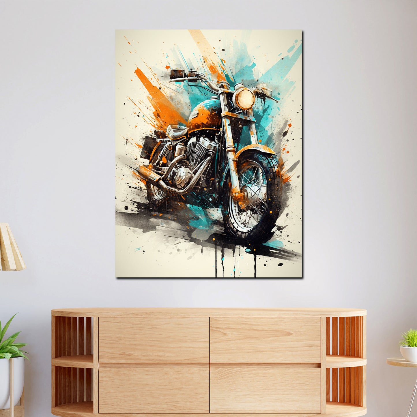 Wandbild Pop Art Motorrad Retro Splash